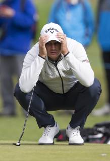 10th May 2019, Hillside Golf Club, Southport, England; Betfred British Masters, hosted by Tommy Fleetwood, day 2; Christiaan Soderbergh (SWE) lines up his putt on the par three 4th hole  ActionPlus12133179 DavidxBlunsden