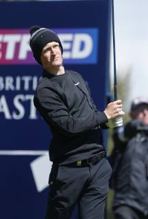 11th May 2019, Hillside Golf Club, Southport, England; Betfred British Masters, hosted by Tommy Fleetwood, day 3; Marcus Kinhult (SWE) watches his drive on the 2nd tee  ActionPlus12133604 AlanxMartin
