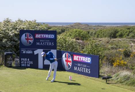 11th May 2019, Hillside Golf Club, Southport, England; Betfred British Masters, hosted by Tommy Fleetwood, day 3; Matthew Jordan (ENG) hits his driver from the tee of the par four 14th hole  ActionPlus12133749 DavidxBlunsden