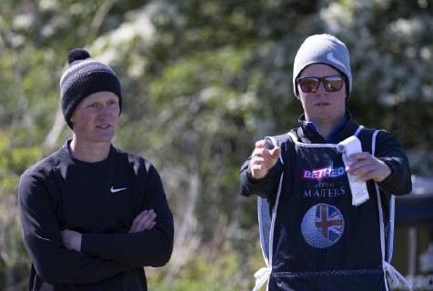11th May 2019, Hillside Golf Club, Southport, England; Betfred British Masters, hosted by Tommy Fleetwood, day 3; Marcus Kinhault (SWE) consults his caddie on the tee of the fourth hole  ActionPlus12133789 DavidxBlunsden