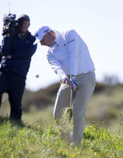 11th May 2019, Hillside Golf Club, Southport, England; Betfred British Masters, hosted by Tommy Fleetwood, day 3; Matt Wallace (ENG) hits his second shot from heavy rough on the par four 14th hole  ActionPlus12133790 DavidxBlunsden
