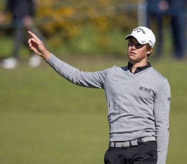 11th May 2019, Hillside Golf Club, Southport, England; Betfred British Masters, hosted by Tommy Fleetwood, day 3; Thomas Detry (BEL) reacts to his errant second shot on the par four 15th hole  ActionPlus12133791 DavidxBlunsden