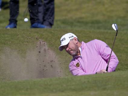 11th May 2019, Hillside Golf Club, Southport, England; Betfred British Masters, hosted by Tommy Fleetwood, day 3; Lee Westwood (ENG) plays a recovery shot from the sand at the par three 4th hole  ActionPlus12133804 DavidxBlunsden