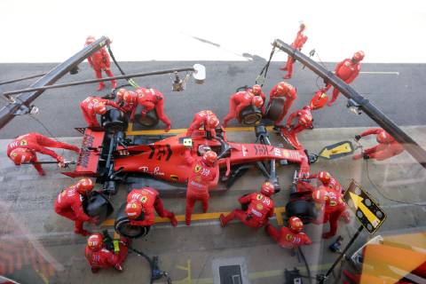 Photo4 LaPresse 12 05 2019 Montmelo, Spain Grand Prix Formula One Spain 2019 In the pic: pit stop Charles Leclerc (MON) Scuderia Ferrari SF90  Copyright: xPhoto4 LaPressex