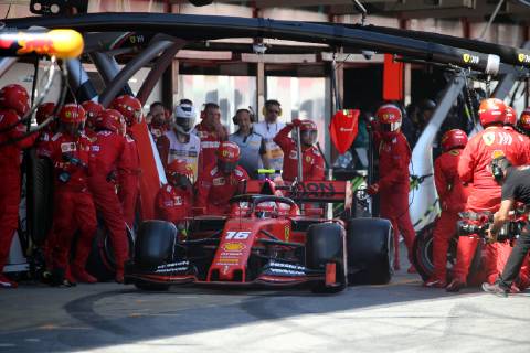 Photo4 LaPresse 12 05 2019 Montmelo, Spain Grand Prix Formula One Spain 2019 In the pic: pit stop Charles Leclerc (MON) Scuderia Ferrari SF90  Copyright: xPhoto4 LaPressex