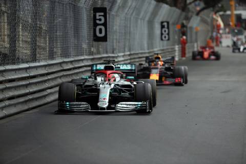 Photo4 LaPresse 26 05 2019 Monte Carlo, Monaco Grand Prix Formula One Monaco 2019 In the pic: Lewis Hamilton (GBR) Mercedes AMG F1 W10 and Max Verstappen (NED) Red Bull Racing RB15  Copyright: xPhoto4 LaPressex
