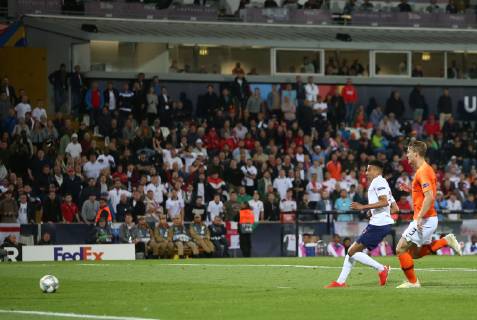 Netherlands v England UEFA Nations League Semi-Final Jessie Lingard of England scores what he thinks is their second goal only for it to be ruled offside during the UEFA Nations League Semi-Final match at Estadio D. Afonso Henrique, Guimaraes Content Not Available For UK Newspapers Copyright: xPaulxChestertonx FIL-13327-0114