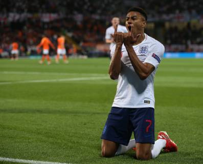 Netherlands v England UEFA Nations League Semi-Final Jessie Lingard of England celebrates after he scores what he thinks is their second goal only for it to be ruled offside during the UEFA Nations League Semi-Final match at Estadio D. Afonso Henrique, Guimaraes Content Not Available For UK Newspapers Copyright: xPaulxChestertonx FIL-13327-0121