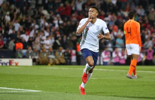 Netherlands v England UEFA Nations League Semi-Final Jessie Lingard of England celebrates after he scores what he thinks is their second goal only for it to be ruled offside during the UEFA Nations League Semi-Final match at Estadio D. Afonso Henrique, Guimaraes Content Not Available For UK Newspapers Copyright: xPaulxChestertonx FIL-13327-0126