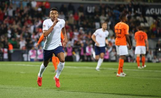 Netherlands v England UEFA Nations League Semi-Final Jessie Lingard of England celebrates after he scores what he thinks is their second goal only for it to be ruled offside during the UEFA Nations League Semi-Final match at Estadio D. Afonso Henrique, Guimaraes Content Not Available For UK Newspapers Copyright: xPaulxChestertonx FIL-13327-0128