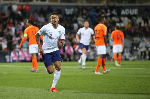 Netherlands v England UEFA Nations League Semi-Final Jessie Lingard of England celebrates after he scores what he thinks is their second goal only for it to be ruled offside during the UEFA Nations League Semi-Final match at Estadio D. Afonso Henrique, Guimaraes Content Not Available For UK Newspapers Copyright: xPaulxChestertonx FIL-13327-0129