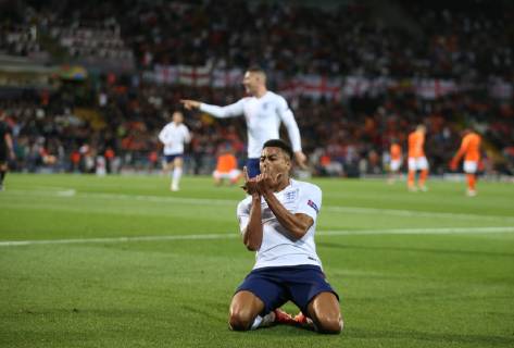 Netherlands v England UEFA Nations League Semi-Final Jessie Lingard of England celebrates after he scores what he thinks is their second goal only for it to be ruled offside during the UEFA Nations League Semi-Final match at Estadio D. Afonso Henrique, Guimaraes Content Not Available For UK Newspapers Copyright: xPaulxChestertonx FIL-13327-0134