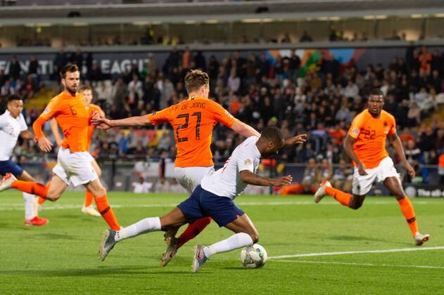 June 6, 2019 - Guimares, Portugal - Raheem Sterling of England doesn t get a penalty during the UEFA Nations League match between Netherlands and England at Estadio D. Afonso Henriques, GuimaroÂ£es, Portugal on Thursday 6th June 2019. Netherlands v England - UEFA Nations League Semi-Final  - ZUMAn230 20190606_zaa_n230_678 Copyright: xMixNewsx