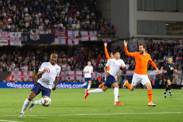June 6, 2019 - Guimares, Portugal - Raheem Sterling of England doesn t get a penalty during the UEFA Nations League match between Netherlands and England at Estadio D. Afonso Henriques, GuimaroÂ£es, Portugal on Thursday 6th June 2019. Netherlands v England - UEFA Nations League Semi-Final  - ZUMAn230 20190606_zaa_n230_679 Copyright: xMixNewsx