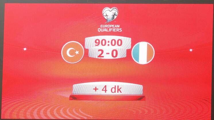 Sport Themen der Woche KW23 Sport Bilder des Tages Scoreboard end of the Euro 2020 football qualification match between Turkey and France at the Buyuksehir Belediyesi stadium in Konya, on June 8, 2019. 