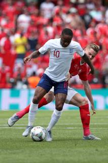 June 9, 2019 - Guimaraes, Portugal - Raheem Sterling of England (L) vies with Switzerland s defender Nico Elvedi (R ) during the UEFA Nations League Third-place football match between Switzerland and England, at the Dom Afonso Henriques stadium in Guimaraes, Portugal, on June 9, 2019. Switzerland vs England - UEFA Nations League Third-place match - ZUMAf123 20190609_zap_f123_002 Copyright: xPedroxFiuzax