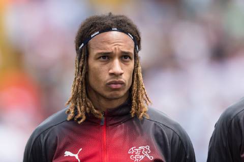 Guimaraes, Portugal, 09 06 2019, UEFA Nations League, 3 place, Switzerland England, Kevin Mbabu Switzerland looks on Defodi 09 531 002648 Defodi-531