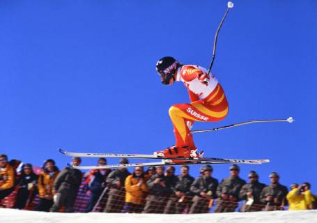Ski WM 1987, Super G Men Pirmin ZURBRIGGEN SUI SKI ALPIN SAISON 86 87 WM 1987 Crans Montana Super G Men 02 02 1987 Pirmin ZURBRIGGEN SUI Crans Montana Switzerland