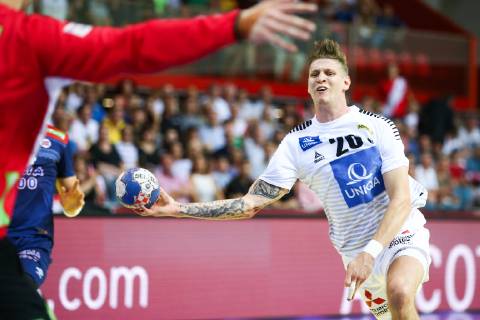 HANDBALL - EHF EC, AUT vs NOR KLAGENFURT,AUSTRIA,13.JUN.19 - HANDBALL - EHF EURO Cup, international match, Länderspiel, Nationalmannschaft Austria vs Norway. Image shows Sebastian Frimmel (AUT). GEPAxpictures xDanielxGoetzhaber