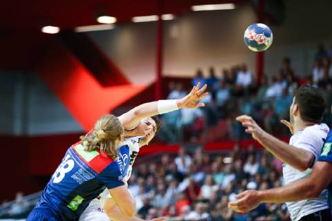 HANDBALL - EHF EC, AUT vs NOR KLAGENFURT,AUSTRIA,13.JUN.19 - HANDBALL - EHF EURO Cup, international match, Länderspiel, Nationalmannschaft Austria vs Norway. Image shows Daniel Dicker (AUT). GEPAxpictures xDanielxGoetzhaber