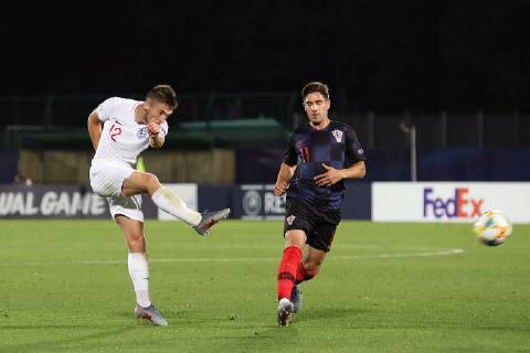 Foto Andrea Rigano LaPresse 24 giugno 2019 San Marino, San Marino calcio Croazia vs Inghilterra - UEFA Europeo Under 21 Italia 2019 Nella foto: gol Kenny Foto Andrea Rigano LaPresse June 24, 2019 San Marino, San Marino sport soccer Croatia vs England - UEFA Under 21 Championship Italy 2019 - In the pic: gol Kenny Copyright: xAndreaxRigano LaPressex