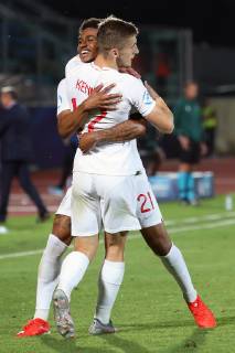 Foto Andrea Rigano LaPresse 24 giugno 2019 San Marino, San Marino calcio Croazia vs Inghilterra - UEFA Europeo Under 21 Italia 2019 Nella foto: esultanza Kenny Foto Andrea Rigano LaPresse June 24, 2019 San Marino, San Marino sport soccer Croatia vs England - UEFA Under 21 Championship Italy 2019 - In the pic: Kenny celebration Copyright: xAndreaxRigano LaPressex
