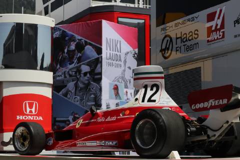 FORMULA 1 - GP of Austria 2019 SPIELBERG,AUSTRIA,27.JUN.19 - MOTORSPORTS, FORMULA 1 - Grand Prix of Austria, Red Bull Ring, preview. Image shows a Ferrari 312T of Niki Lauda. GEPAxpictures xAndreasxPranter