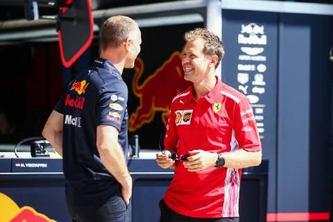 FORMULA 1 - GP of Austria 2019 SPIELBERG,AUSTRIA,27.JUN.19 - MOTORSPORTS, FORMULA 1 - Grand Prix of Austria, Red Bull Ring, preview. Image shows Sebastian Vettel (GER Ferrari) and an engineer. GEPAxpictures xDanielxGoetzhaber