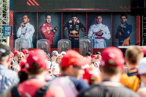 FORMULA 1 - GP of Austria 2019 SPIELBERG,AUSTRIA,27.JUN.19 - MOTORSPORTS, FORMULA 1 - Grand Prix of Austria, Red Bull Ring, preview. Image shows a banner with drivers. GEPAxpictures xMaticxKlansek