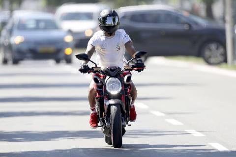 HAMILTON Lewis F1 Team Mercedes AMG With motorcycle on the way to the race Formula 1 GP 2019 Austria on 30 06 2019 in Spielberg