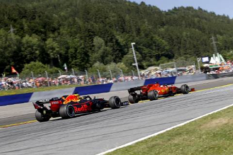 Motorsports: FIA Formula One World Championship, WM, Weltmeisterschaft 2019, Grand Prix of Austria, 33 Max Verstappen (NLD, Aston Martin Red Bull Racing), 5 Sebastian Vettel (GER, Scuderia Ferrari Mission Winnow), Spielberg Austria