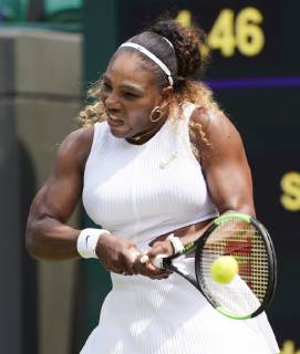 Tennis: Wimbledon championships Serena Williams of the United States plays against Carla Suarez Navarro of Spain in the fourth round of Wimbledon on July 8, 2019. Williams won 6-2, 6-2.
