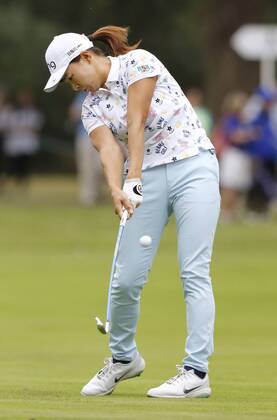 Golf: Women s British Open Hinako Shibuno of Japan hits her second shot on the first hole during the final round of the Women s British Open en route to winning the title on Aug. 4, 2019, at Woburn Golf Club in Milton Keynes, England. 