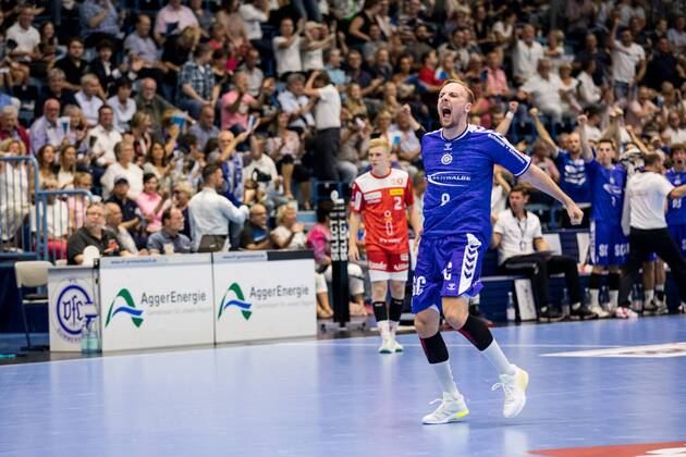 2 Handball Bundesliga VfL Gummersbach TUSEM Essen 24 08 2019 Lukas Blohme 8, VfL Gummersbach , 2 Handball Bundesliga VfL Gummersbach TUSEM Essen Gummersbach, Schwalbe arena Copyright: xBEAUTIFULxSPORTS Wunderlx