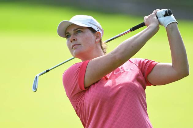 AURORA, ON - AUGUST 25: Caroline Masson (GER) plays from the 1st fairway during the final round of the LPGA, Golf Damen - CP Women s Open on August 25, 2019 at Magna Golf Club in Aurora, ON. (Photo by Gerry Angus Icon Sportswire) GOLF: AUG 25 LPGA - CP Women s Open Icon19082502