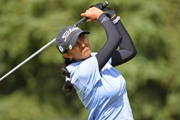 AURORA, ON - AUGUST 25: Aditi Ashok (IND) tees off on the 3rd hole during the final round of the LPGA, Golf Damen - CP Women s Open on August 25, 2019 at Magna Golf Club in Aurora, ON. (Photo by Gerry Angus Icon Sportswire) GOLF: AUG 25 LPGA - CP Women s Open Icon19082505