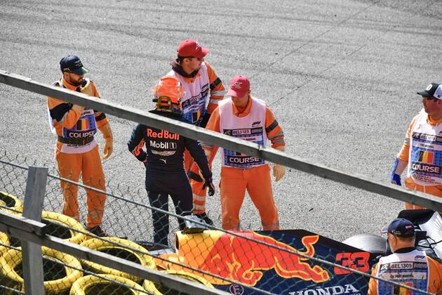 Red Bull s Dutch driver Max Verstappen had to stop during the Spa-Francorchamps Formula One Grand Prix of Belgium race, in Spa-Francorchamps, Sunday 01 September 2019. NICOLASxLAMBERT  x05653563x