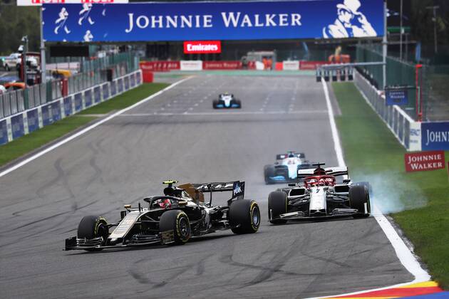 Photo4 LaPresse 01 09 2019 Spa Francorchamps, Belgio Grand Prix Formula One Belgio 2019 In the pic: Kevin Magnussen (DEN) Haas F1 Team VF-19 and Kimi Raikkonen (FIN) Alfa Romeo Racing C38  Copyright: xPhoto4 LaPressex