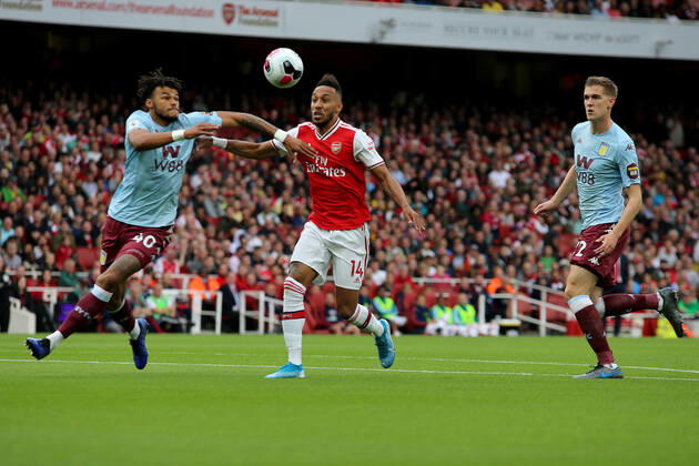 Pierre-Emerick Aubameyang of Arsenal during the Premier League match between Arsenal and Aston Villa at the Emirates Stadium, London, England on 22 September 2019. Copyright: xTomxSmeethx 24740056