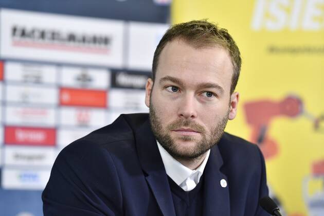 20 11 2019 Handball 1 Bundesliga Season 2019 2020 HC Erlangen HCE Press conference Press event Media event Announcement Michael Haaß as new head coach for the coming season Kevin Schmidt Sports Director HC Erlangen HCE