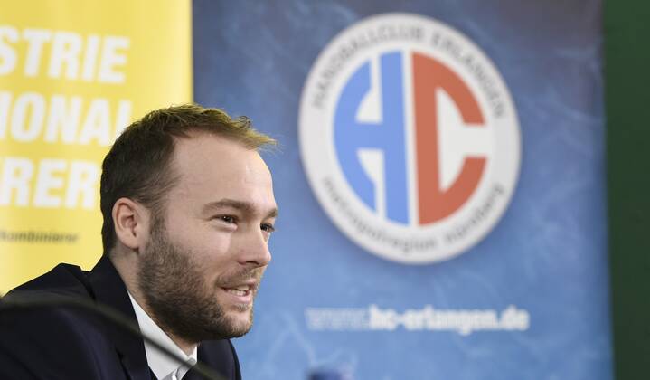 20 11 2019 Handball 1 Bundesliga Season 2019 2020 HC Erlangen HCE Press conference Press event Media event Announcement Michael Haaß as new head coach for the coming season Kevin Schmidt Sports Director HC Erlangen HCE