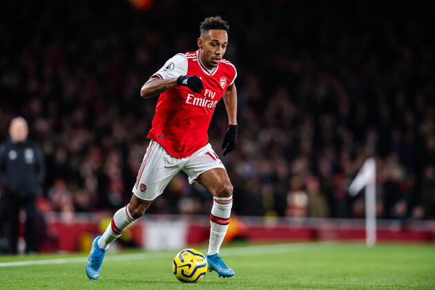 191205 Pierre Emerick Aubameyang of Arsenal during the Premier League football match between Arsenal and Brighton Hove Albion on December 5, 2019 in London Photo Vegard Wivestad Grott BILDBYRAN kod VG 170447 bbeng football fotboll fotball premier league arsenal brighton brighton hove albion, Copyright: VEGARDxWIVESTADxGRoTT BB191205VG013