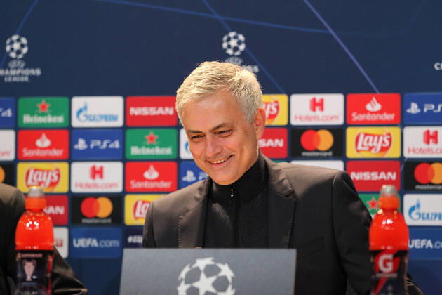 Bayern Munich v Tottenham Hotspur UEFA Champions League Jose Mourinho Manager of Tottenham Hotspur at the press conference, PK, Pressekonferenz at the end of the UEFA Champions League match at Allianz Arena, Munich Content Not Available For UK Newspapers Copyright: xYannisxHalasx FIL-13951-0132