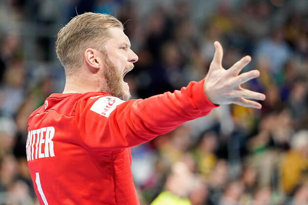 Johannes Bitter Jogi Bitter, Goalkeeper, Germany, 1 , cheers for a goal, cheers, goal celebration, celebrating the goal, goal, celebration, cheers for the goal, optimistic, game scene, highlight, single picture, action, action, 04 01 2020, Mannheim Germany, handball, international, Germany Iceland xozx