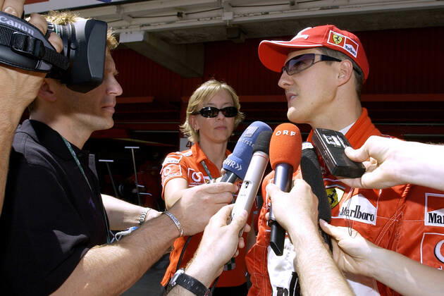 Schumacher Michael F1 Team Scuderia Ferrari with KEHM Sabine at the interview GP of Spain 2003 in Barcelona on 02 05 2003 in Barcelona