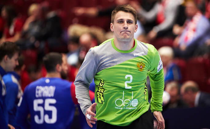 MALMO 20200111 Russia s goal keeper Denis Zabolotin during the Men s EHF EURO 2020 Handball group E match preliminary round between Hungary and Russia in Malmo Arena Saturday Jan 11, 2020 Photo Andreas Hillergren TT kod 10600 Malmo Sweden x10600x,  Copyright: xAndreasxHillergren TTx HANDBALL HUNGARY-RUSSIA