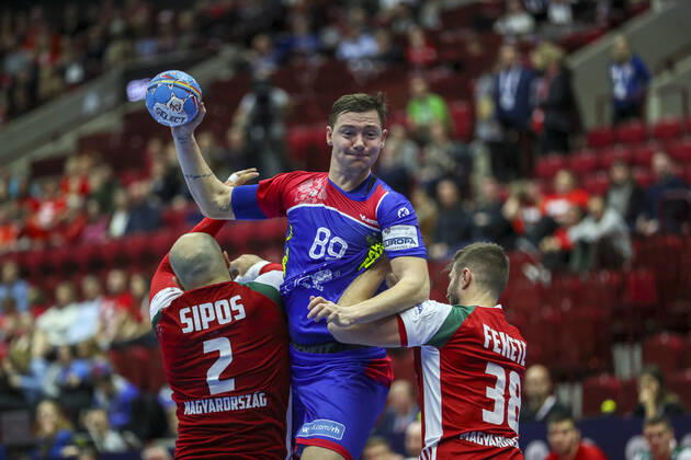 MALMO 20200111 Russia s Dmitrii Zhitnikov 89 in action during the Men s EHF EURO 2020 Handball group E match preliminary round between Hungary and Russia in Malmo Arena Saturday Jan 11, 2020 Photo Andreas Hillergren TT kod 10600 Malmo Sweden x10600x,  Copyright: xAndreasxHillergren TTx HANDBALL HUNGARY-RUSSIA