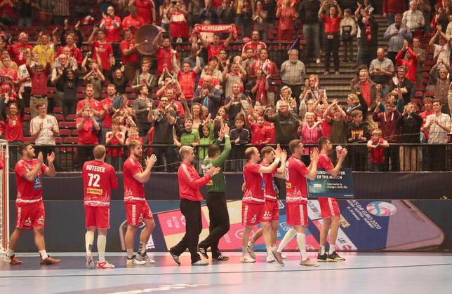 HANDBALL - EHF EURO 2020, AUT vs UKR VIENNA,AUSTRIA,12.JAN.20 - HANDBALL - EHF European Men s Handball Championship 2020, group stage, Austria vs Ukraine. Image shows the rejoicing of AUT. GEPAxpictures xChristianxOrt