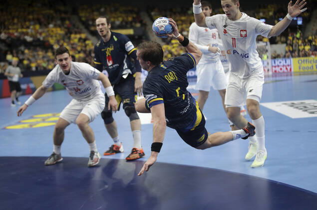 Sweden s Max Darj during the Men s European Handball Championship, preliminary round Group F, match between Poland and Sweden at Scandinavium in Gothenburg, Sweden, on Tuesday Jan 14, 2020 Photo Adam Ihse TT code 9200 GOTHENBURG SWEDEN x9200x,  Copyright: xAdamxIhse TTx EHF EURO 2020 HANDBALL POL-SWE