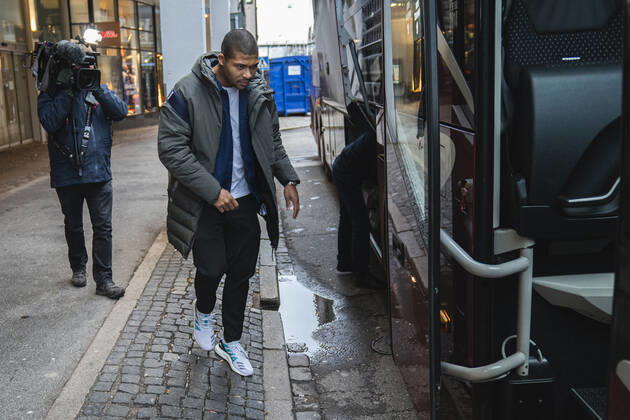 Mads Mensah Larsen Handball mens team leaves their hotel Scandic St Jörgen in Malmoe Thursday, January 16, 2020,  Copyright: MartinxSylvestx COP105 cop spdk20200116-105239-L